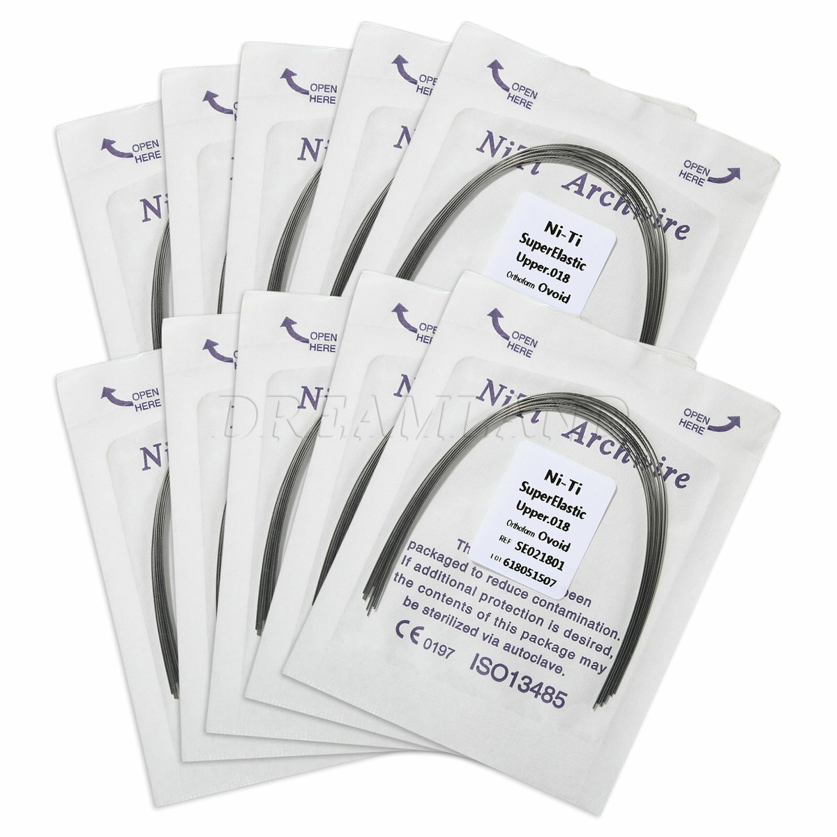 100 Paquets Fils D'arc Ronde Niti Orthodontie - Super élastique Forme Ovoïde - Neuf