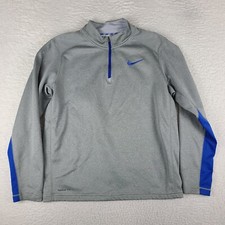 Nike Sweater Mens Large Gray Thermal Fit Quarter Zip Performance Pull Over