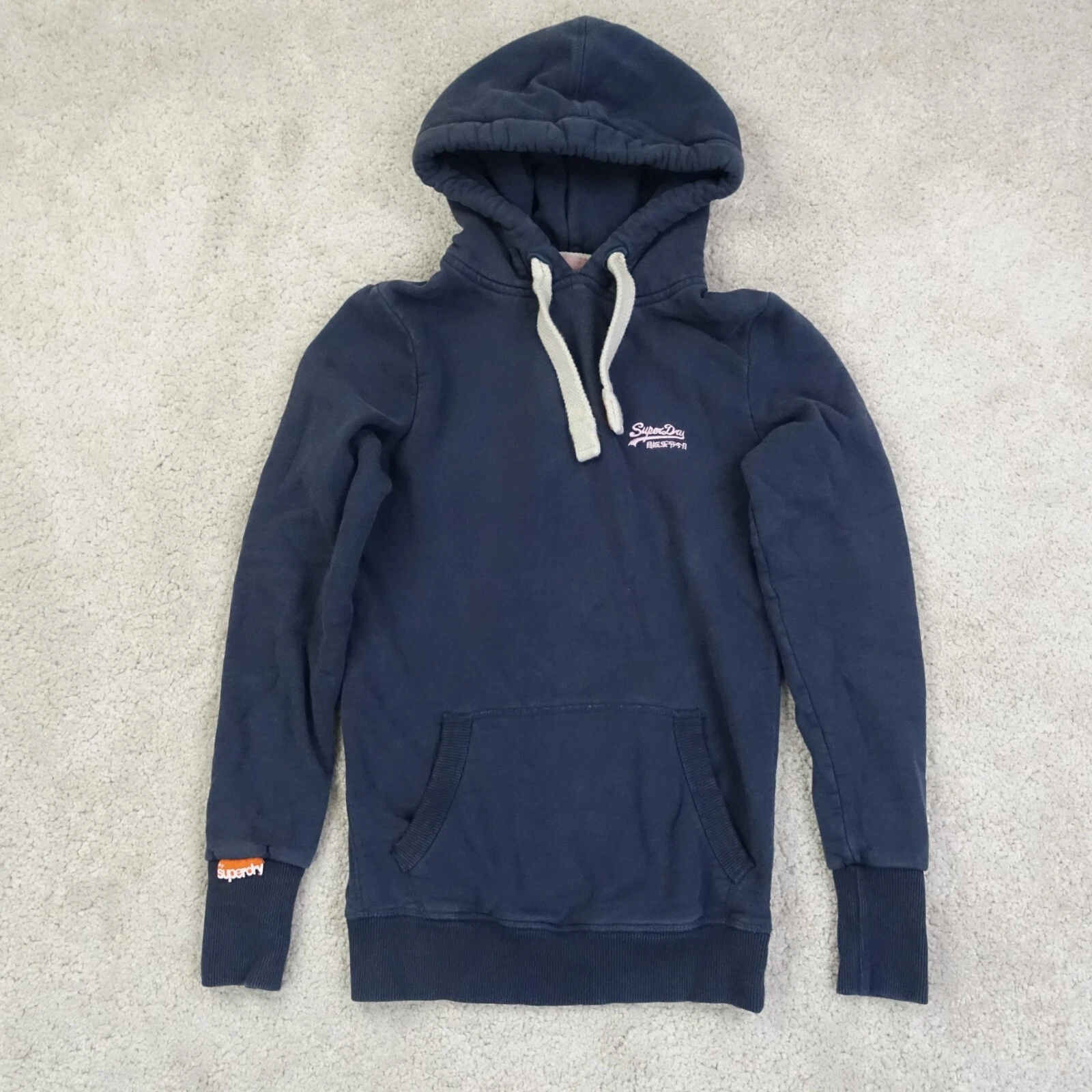 Superdry Hoodie Women Extra Small Navy Y2K 2000s Hooded Casual Sweater