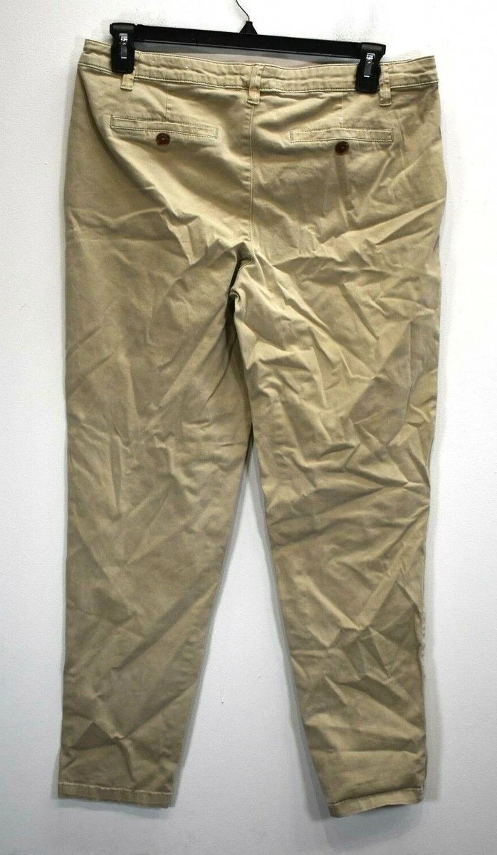 Maurices Womens Tan Flat Front Tapered Leg Stretch Fit Dress Chino