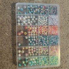 Assorted Lot Of Craft Beads And Case