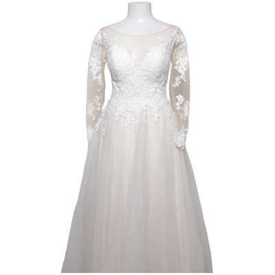 Sincerity, Hochzeitskleid, Größe: 38, Beige/Weiß, Polyester, Blumen, Spitze #jWS