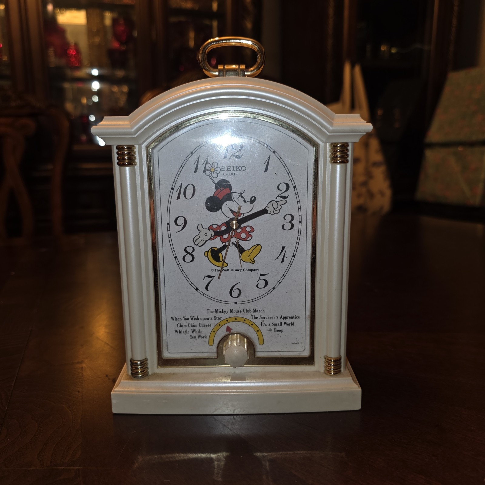 Vintage Seiko Quartz Disney Musical Minnie Mouse Alarm Mantle Clock 1990s Works