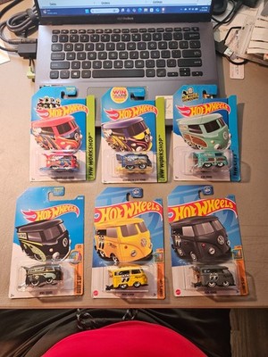 LOT OF 6 HOT WHEELS ALL KOOL KOMBI 3 DIFF. SURFS UP , 2 DIFF WORKSHOP & HW CITY