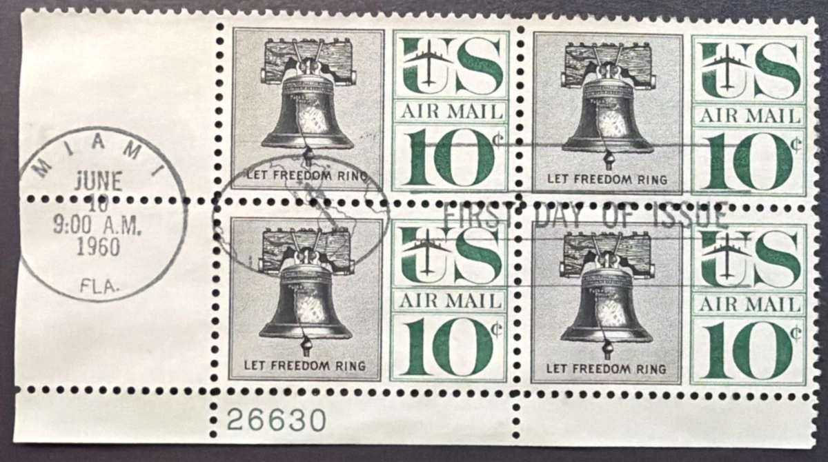 Used 10 Cent Denomination US Postal Stamp Plate Blocks & Multiples  display picture 1
