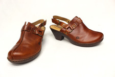 Born women size 10 brown leather handmade slingback wedge clogs