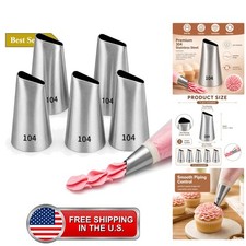 5 Pcs 104 Flower Piping Tip,Stainless steel