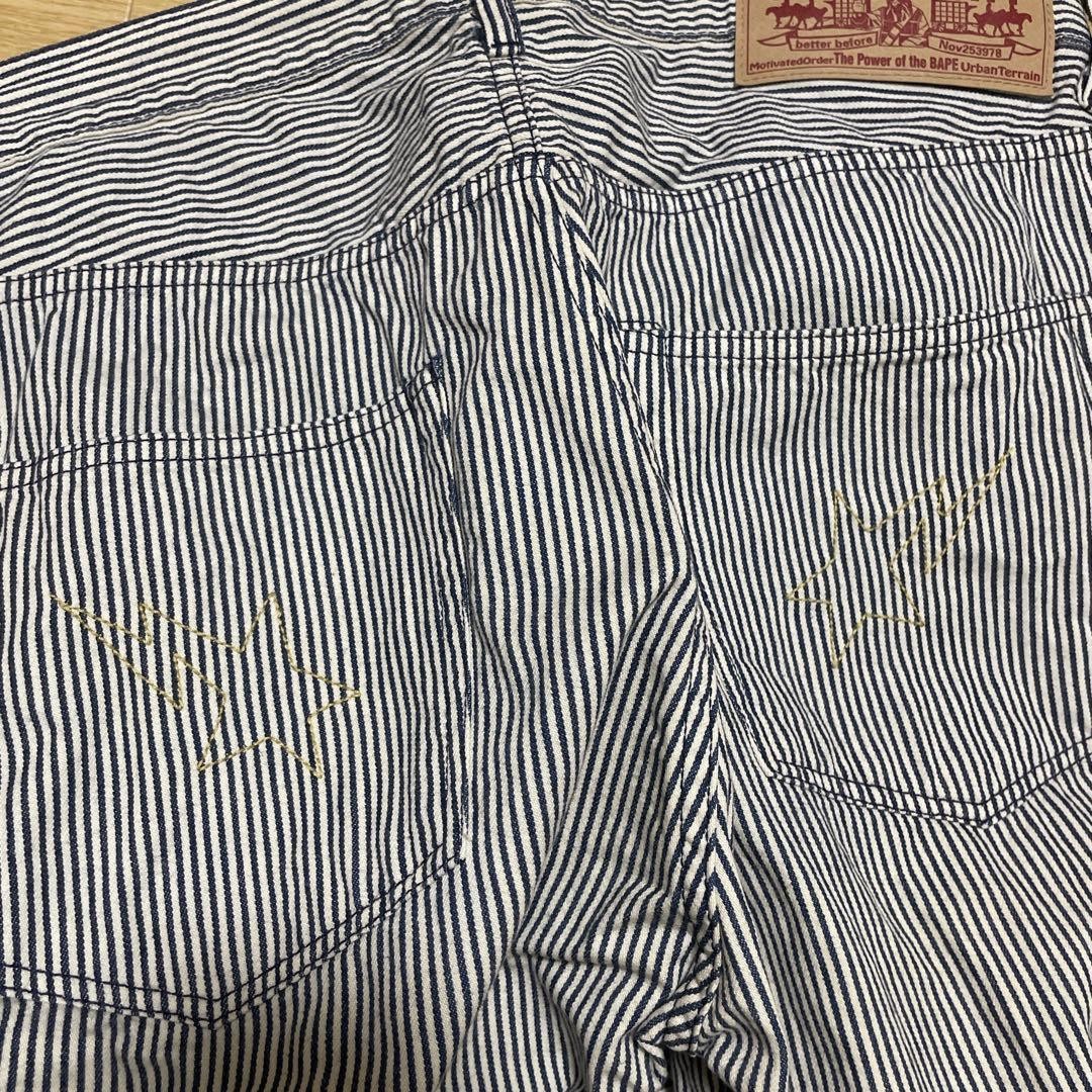 A BATHING APE Cotton Hickory Pants Blue/White M Waist 87cm BA0226193 thumbnail 3