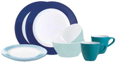 Camp4 Harmonie Melamin Geschirrset, 16-teilig, blau