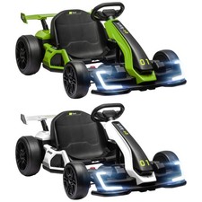 HOMCOM Go-Kart Elettrico Bambini 6-12 Anni e Sedile Regolabile 24V 12 km/h