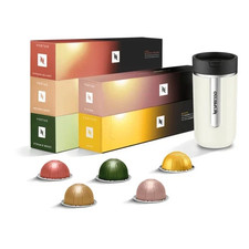 Nespresso Vertuo Coffee Variety Pack Pods  Travel Mug Medium Vanilla Ice 13.5oz