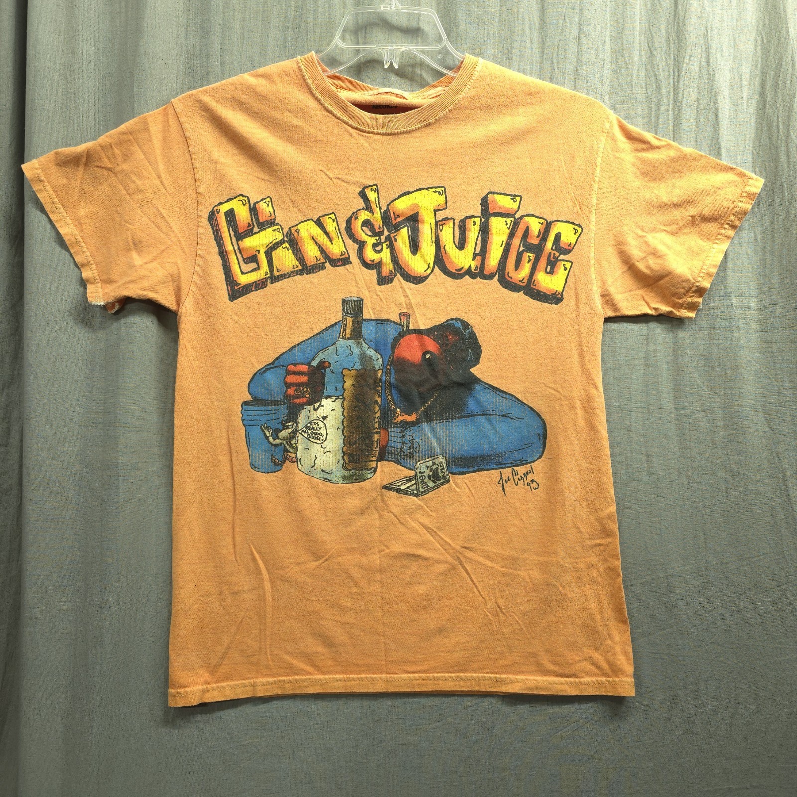 FILA T shirt uomo Death Row Records Gin & Juice grafica arancione lavato taglia M L