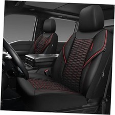 3D Foam Mesh Leather Car Seat Covers Two Front Black And Red Mesh Leather