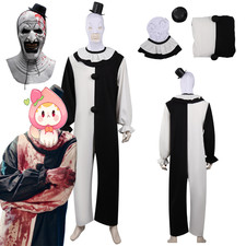 Halloween Art the Clown Cosplay Costume Horror Clown Jumpsuit Hat Mask fullset