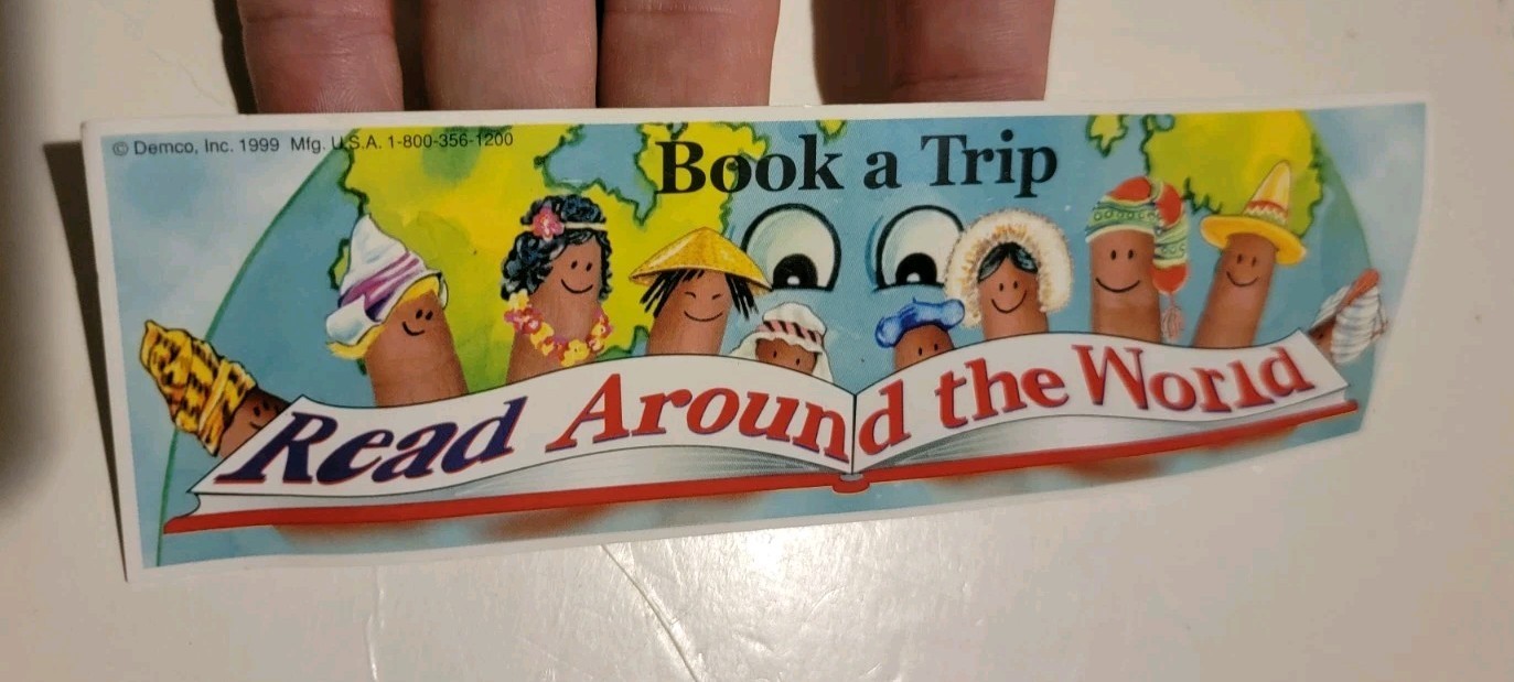 Vintage Bookmark Book A Trip Read Around The World Demco 1999 90s Vtg