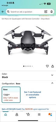 DJI Mavic Air Camera Drone - Onyx Black (CPPT0000013001) | eBay