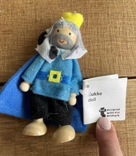 Rarität Vintage Holz Biege Puppe König Zauberer Mann mit Umhang ca. 10cm NEU! AN