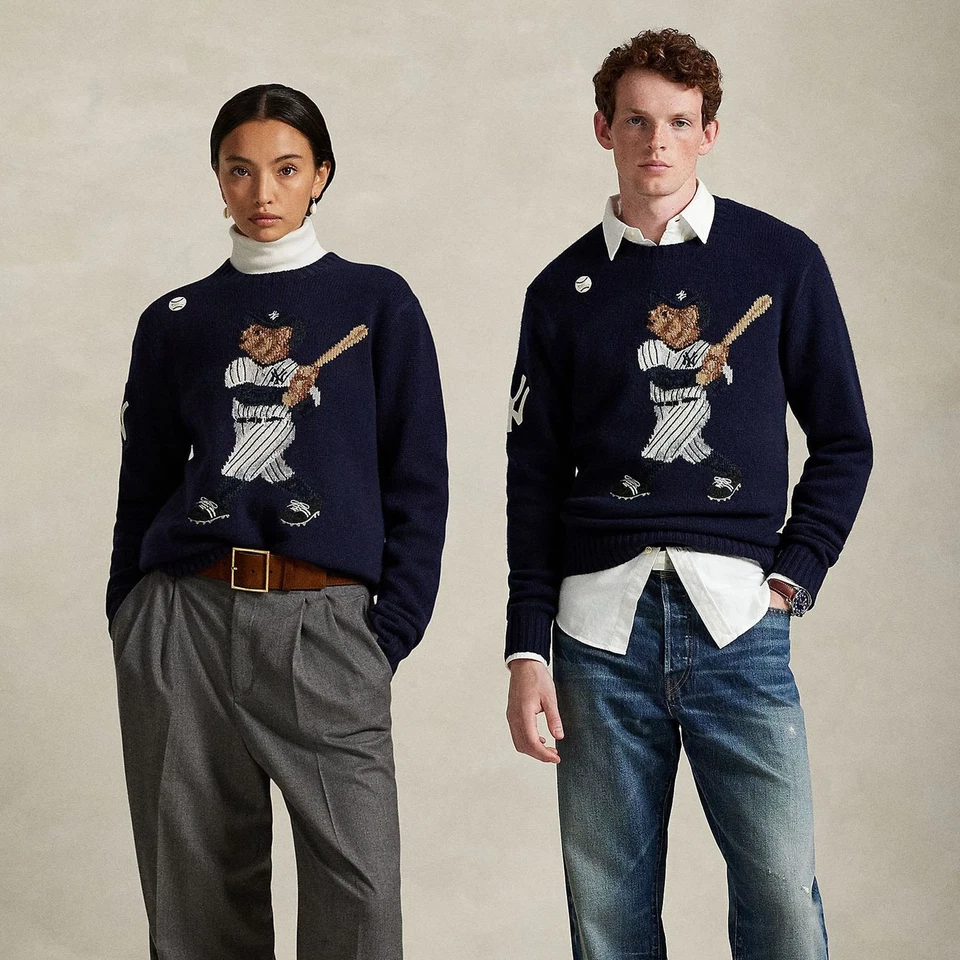 Polo Ralph Lauren  Navy Yankees Wool Bear Sweater Extra Large - Image 3 of 4