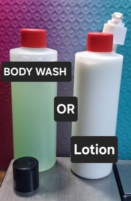 Assorted scented Body wash or soothing lotions (scent names  A-C)