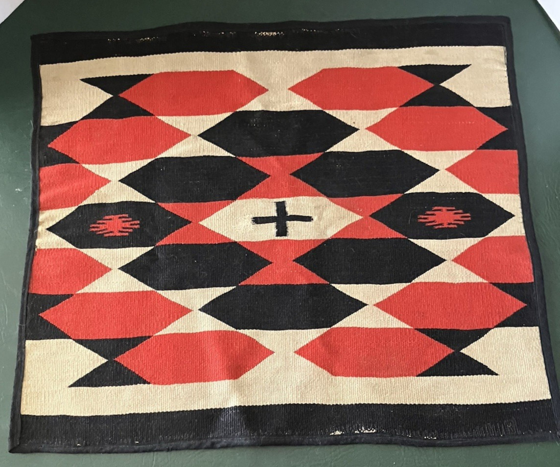 Germantown Navajo 21" x 18" Sampler Blanket Rug Weaving Antique Vintage