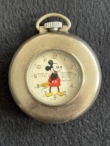 Ingersoll USA Antique Disney Mickey Mouse Pocket Watch 1930’s Parts Restoration