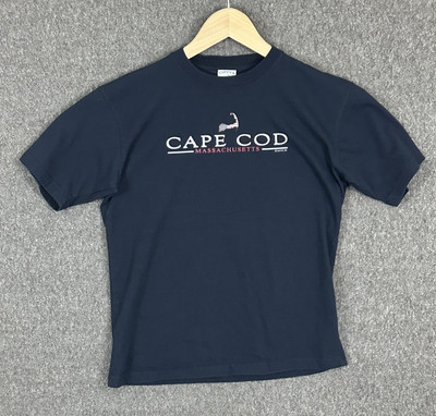 Cuffy's Cape Cod Women's T-Shirt Large Blue 100% Cotton Short Sleeve Tee