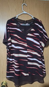Worthington Women's Short Sleeve Shear Accents Blouse Size 1X