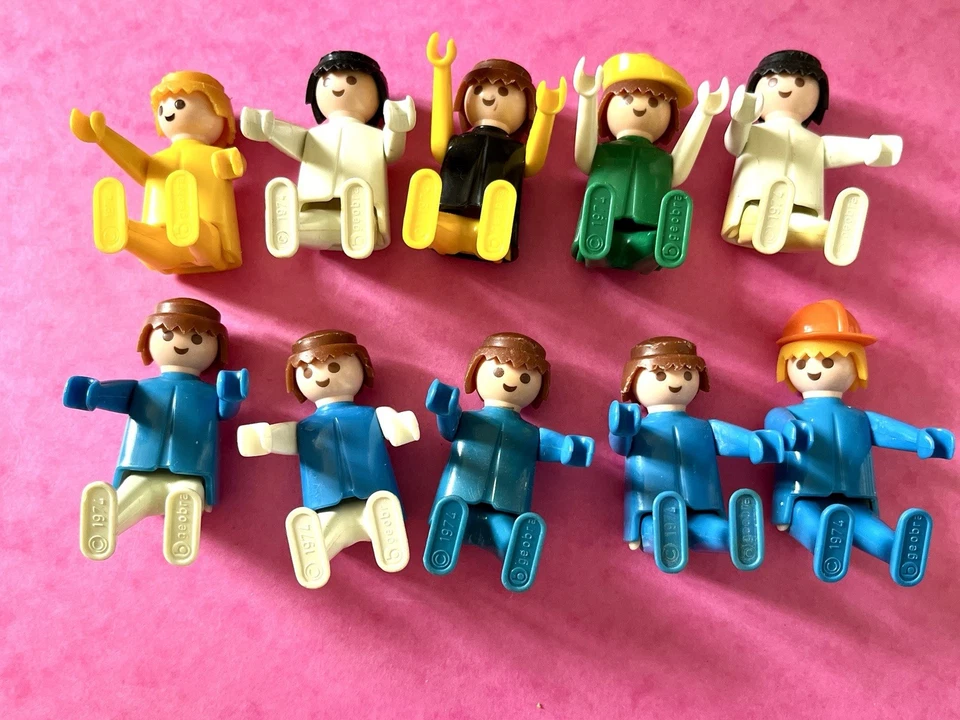 Playmobil Lot 10 Figurines Vintage Hommes Mains Fixes 1974 Geobra - Photo 3/4