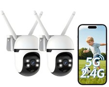 2PCS Security Camera Outdoor Wired, 2.4G 5GHz WiFi 2K Security Cameras for Home