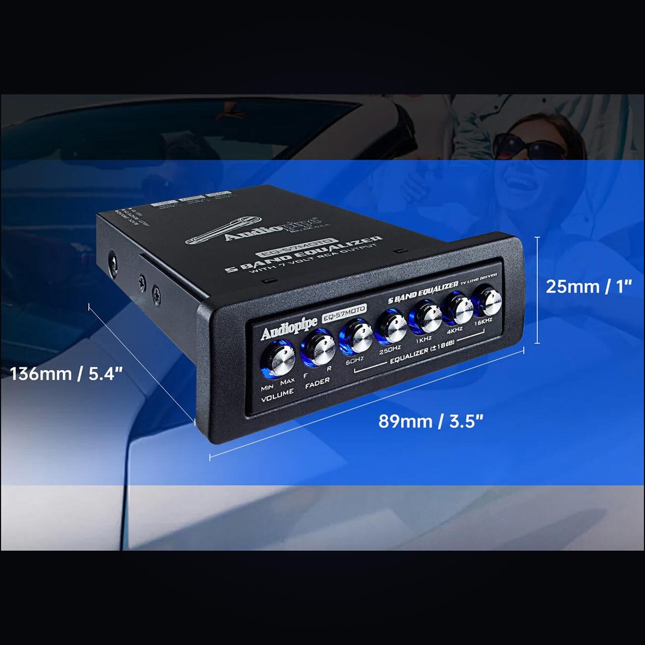 AudioPipe EQ57MOTO 5-Band Graphic Equalizer with 7V Line Driver