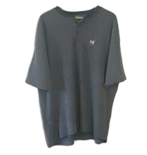 Big Dog Henley Gray XL Men's Short Sleeve Waffle Knit Relaxed  All Day Comfort 