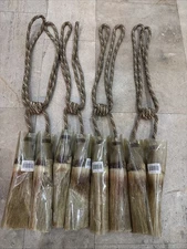 1Vintage Fancy Curtain Drapery TieBacks Twisted Cord Tassel Gold Green Champagne