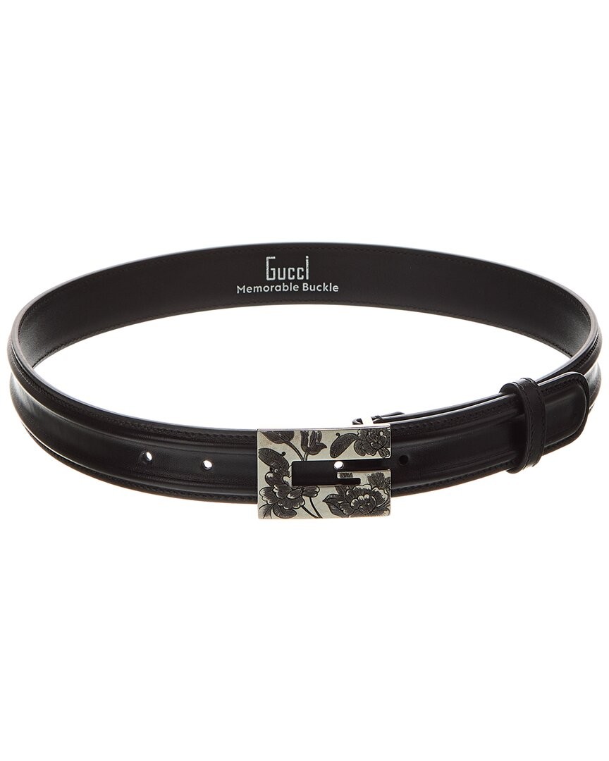 Gucci Memorable Buckle Leather Belt Mens Black 75 84490₽