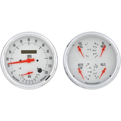 Omega Kustom Quad Gauge and Speedo/Tach, 4-5/8 Inch, Kool White