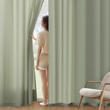 Privacy Sheer Curtains Sage Green 42W x 90L Pack 2