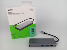 Belkin USB C Hub, 6-in-1 MultiPort Adapter Dock with 4K HDMI, USB-C 100W PD Pass