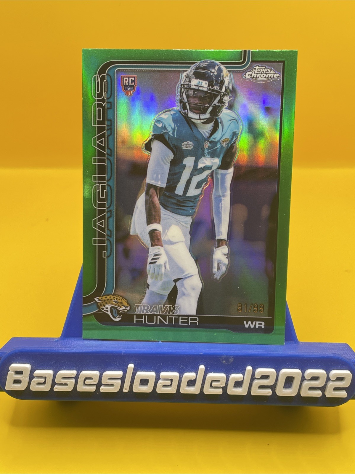 2025 Topps Chrome - Rookies Travis Hunter #332 Green Refractor /99 (RC) Jags
