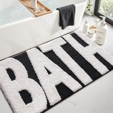 Non Slip Bathroom Rug Quick Dry Black 16x24 Inch Ultra Soft Washable Mat
