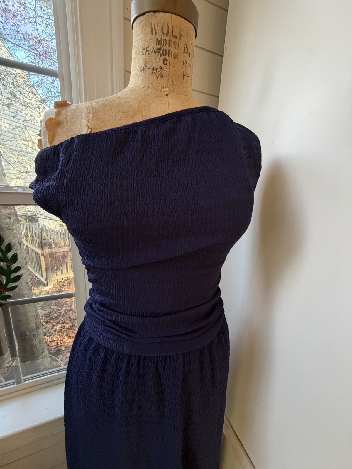 Navy Blue Off The Shoulder Two Piece Set Women’s Size Small