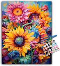 Paint by Numbers Kit for Adults- Sunflowers Adult Paint by Number Kits on Canvas