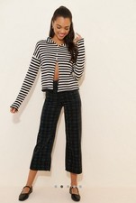 Anthropologie Maeve Colette Cropped Pants Plaid Corduroy, Color: Black Size: 28