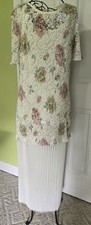 VTG Elizabeth NWT Ladies Size 8 Full Lgth Dress, Accordian, w/floral lace cover