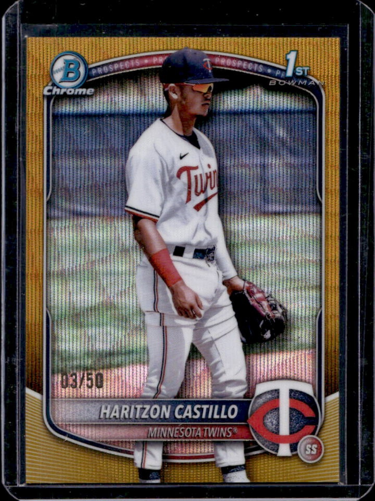 2025 Bowman Chrome Haritzon Castillo Gold Wave Refractor 1st #/50 Twins