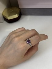 Natural Amethyst Ring 925 Sterling Silver Women Jewelry Gift Adjustable Size