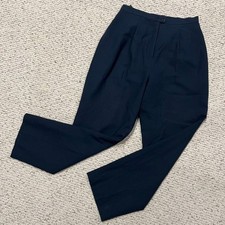 Vintage Lined High Waist Pleated Navy Blue Trouser Pants Size 14 fits like 10