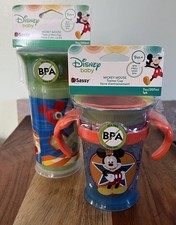 Sassy Spoutless Grow Up Cup Mickey Mouse Disney Baby Sippy Cups X 2 NOS