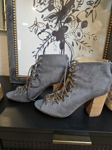 Chinese laundry lace up heel booties Peep Toe - Picture 2 of 8