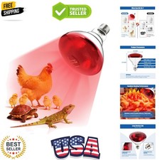 250W Heat Lamp Bulbs 1 Pack Infrared Heat Lamp for Chickens with E26 Socket a...
