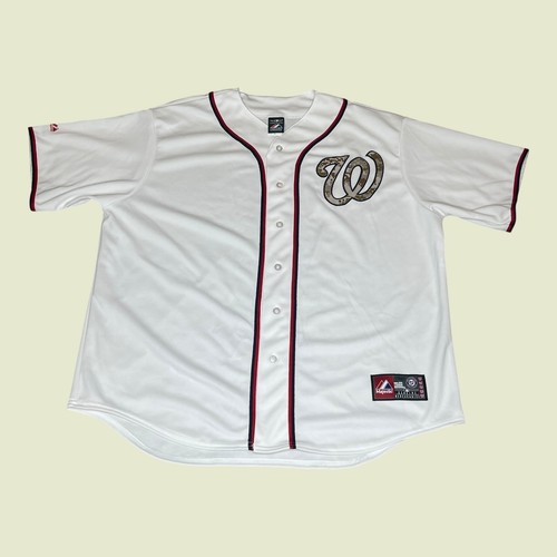 Majestic Mens Washington Nationals Camo Logo Baseball Jersey White 2X MLB