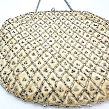 Vintage Off White Beaded Evening Bag Hand Made In Hong Kong Wedding Prom 40  s